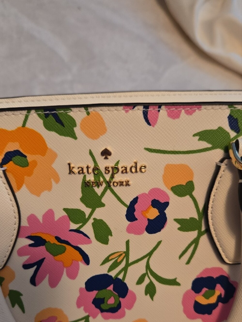 kate spade Cream Floral Print Top-Handle Tote - Picture 2 of 11
